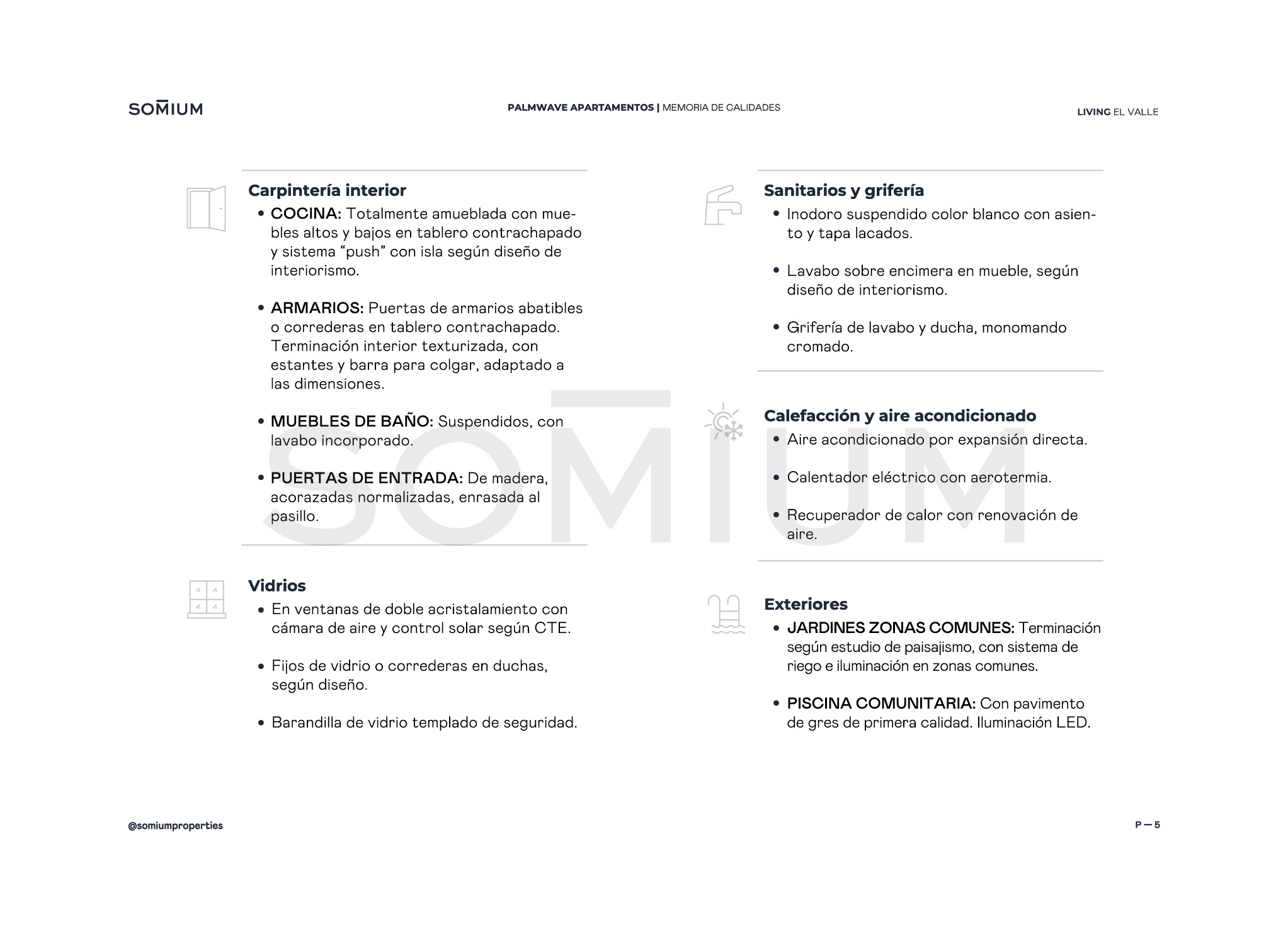 El Valle Residences Memoria calidades Apartamentos Palmwave Castellano 5